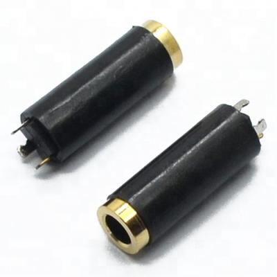 China Commercial 6.0*3.5mm 3 pin stereo female headphone jack, black plastic copper jack, gold plate audio jack for sale