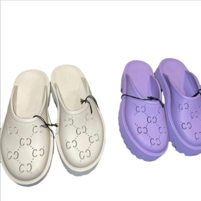 China Fashion Trend Outdoor Garden Hoops Shoes Low Heel Women's Slides Brand Fashion Half Pack Luxury Slippers For Women With Box for sale