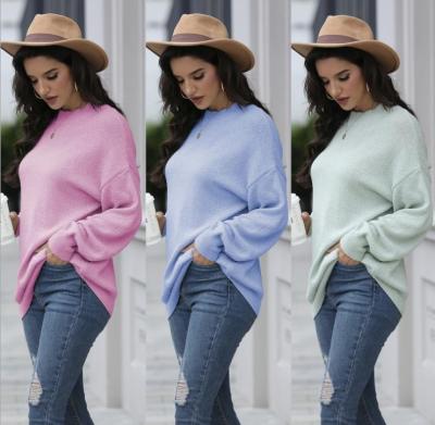 China Plus size new sweater 2020 knit sweater women winter solid knitted fall plus size sweaters women for sale