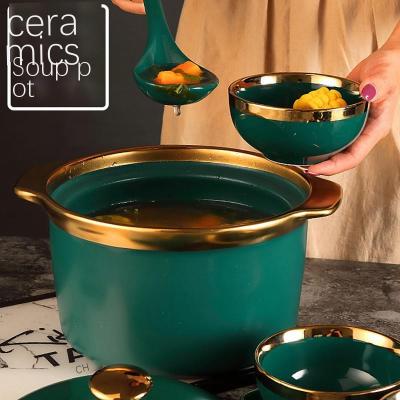 China European Factory Direct Wholesale Kitchen Round Casserole Non Stick Buffet Soup Ceramic Pot for sale