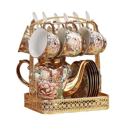 China Luxury 14 Piece European High Temperature Water Firing Mug Set Ceramic Coffee Mugs Sets for sale