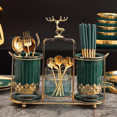 China European Luxury Online Celebrity Cutlery Storage Barrel Household Kitchen Drain Chopsticks Online Rack for sale