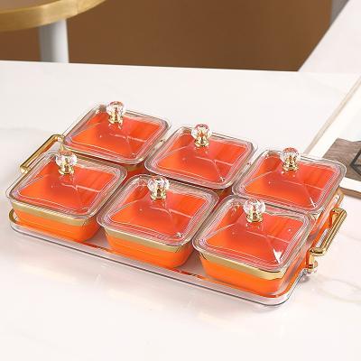 China European Wholesale Nordic Simple Ceramic Tray Divided Grid Snack Fruit Dry Serving Dish for sale