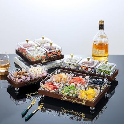 China Hot Selling European Crystal Glass Fruit Tray Dishes Snacks and Dishes Sets Candy Bowl for Wedding for sale