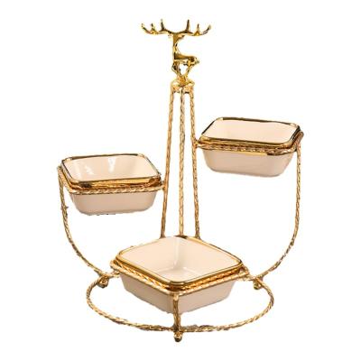 China Casual Modern Snack Tray Combo Fruit Plate Snack Dish Deer Decoration Rack for sale