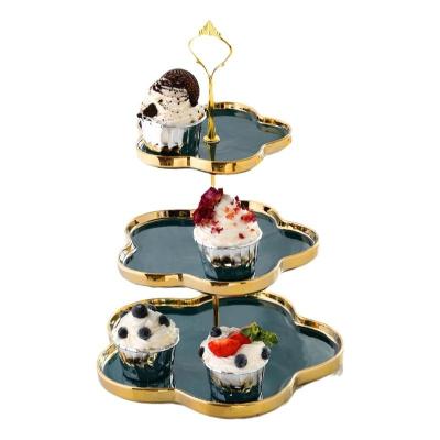 China New Design Occasional Elegant Multilayer Ceramic Dessert Dish Multilayer Fruit Dish for sale