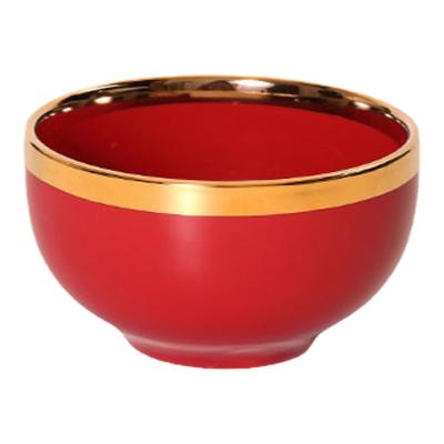 China European New Product Hot Selling Festive Red Bowl Set Wedding Gift Ceramic Bowl Set for sale