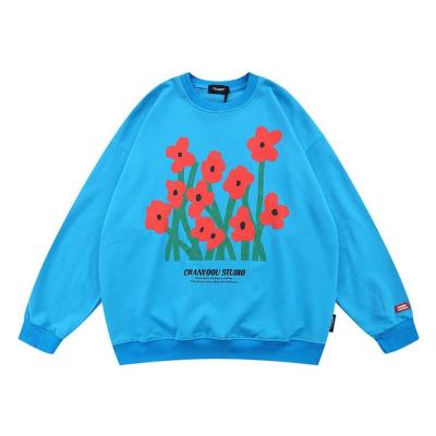 China Anti-Wrinkle Quality Hoodies Cotton Long Sleeve Choice Flower Printed Crew Neck Sweetshirt for sale