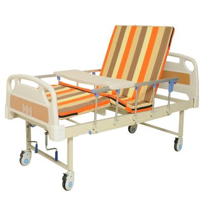 China ZunrongTwo Hospital Works ABS Medical Head and Foot Crank Manual Basic 2 Panel Hospital Bed for sale