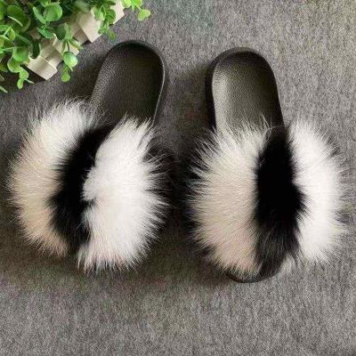 China Wholesale Fashion Trend 2022 New Design Real Fur Slide Fox Fur Slippers For Women for sale