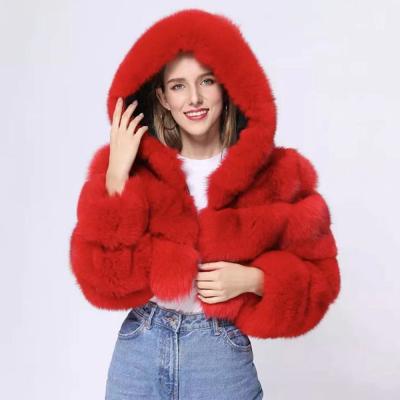 China Real Fox Fur Coat Women Real Fox Fur Coat Design Luxury Stripper Coat Windproof Cropped Fur Coat for sale