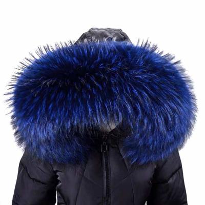 China Fashion real raccoon fur fox fur ladies jacket collar real fur collar high quality for sale