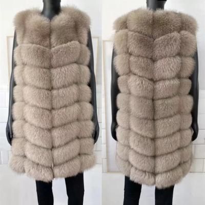 China Custom Windproof Long Sleeves Fashion Women Real Fur Fluffy Fox Fur Jacket Winter Coat For Ladies for sale