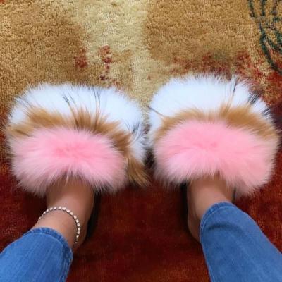 China Fashion Women Waterproof Fur Slider Slippers, Open Toe Mule Fluffy House Slide Women Slippers for sale