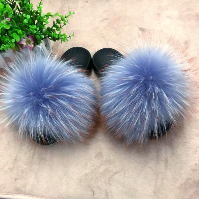 China Waterproof Slipper Women Bedroom Fox Fur Sandal Porcelain Fox Fur Luffy Slipper for sale