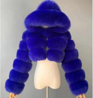 China Waterproof Fur Coat Jacket Ladies Fashion Faux Fox Fur Coat With Hood for sale