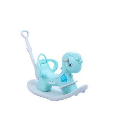 China Easy To Install Durbale Using 2021new Blue Pink Plastic Indoor Rocking Horse For Amusement Park for sale