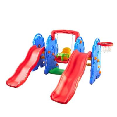 China New Plastic Climber Slide Swing Set Elephant Double Slide Indoor Plastic Swing Combination Children Indoor Playground New for sale