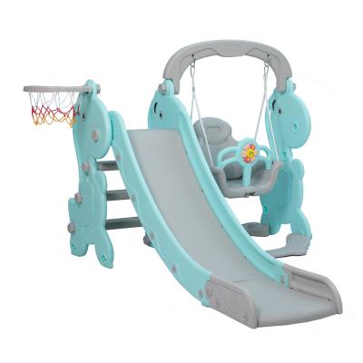 China Easy To Install Good Quality Wholesale Customized Dinosaur Slide And Plastic Swing Playset Kids Playground Equipment for sale