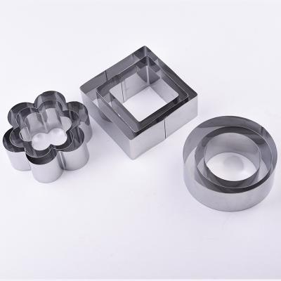 China 3PCS Sustainable Set Various Size Cookie Cutters Flowers Square Round Shape Cookie Stainless Steel Metal Molds For Kitchen Baking for sale