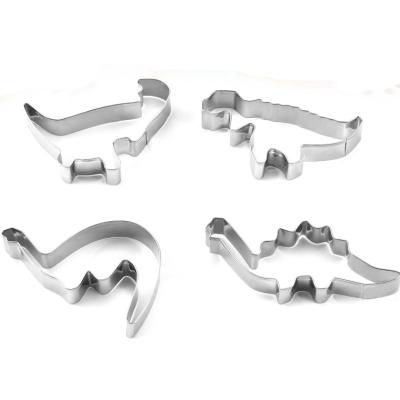 China Sustainable 4 PCS Set Cookie Cutter Dinosaur Shape Cookie Mold Stainless Steel Cake Mold Set for sale