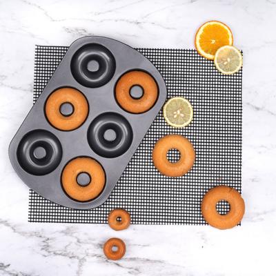 China 0.5MM Thickened Carbon Steel Donut Mold 6 Viable Cavities Baking Tray Non-Stick Cake Mold for sale