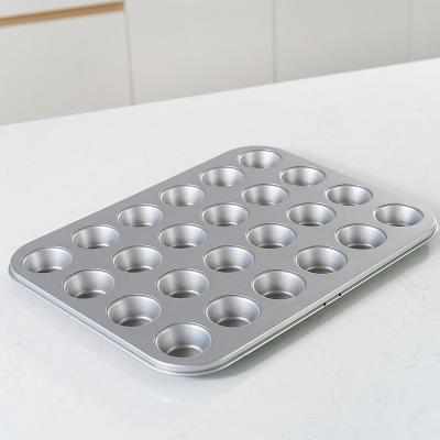 China Carbon Steel 1MM Non-stick Tray 24 Cavities Bun Tin Cups Baking Pan Donut Cake Baking Mold Durable Durable for sale