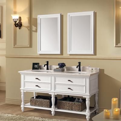 China High Quality Modern Double Basin Apartment Bathroom Vanity With Shelf for sale