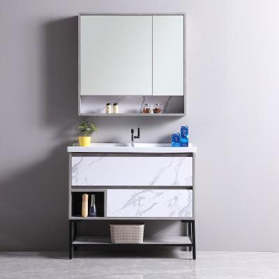 China 2019 Eco - Friendly Hotel Modern Mirror Floor Mounted Bathroom Vanity for sale