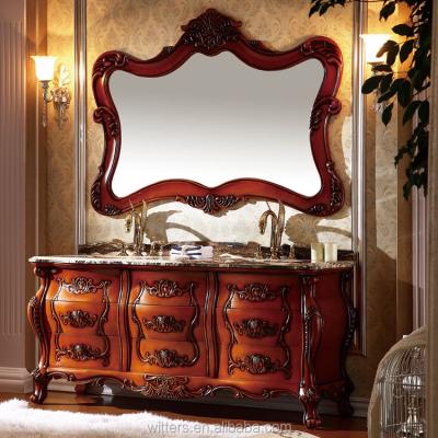 China CLASSIC Luxury Bathroom Furniture 70 Inch Decoration Double Sink Bathroom Vanity Gold Wood Cabinets for sale