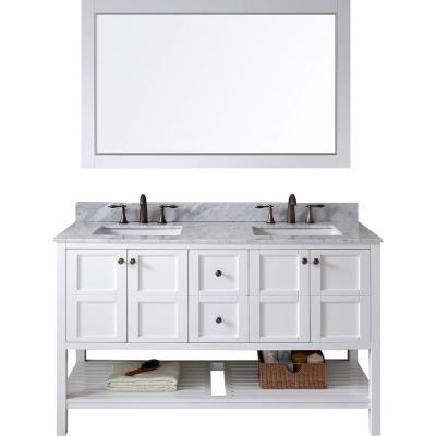 China Modern Waterproof Double Sink Bathroom Vanity , Large Bathroom Cabinet With Shelf for sale