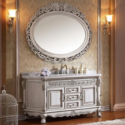 China WTS805 Antique Luxury White Victorian Hand Carved Bathroom Vanity Narrow Home French Baroque Style for sale