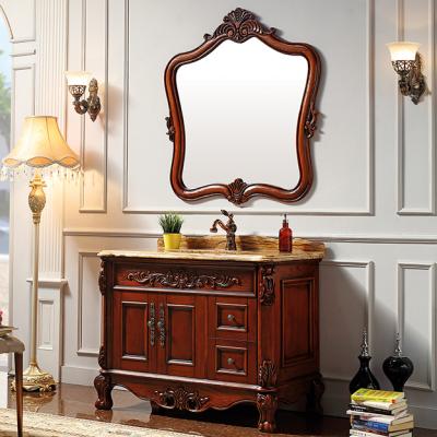 China Eco-friendly Antique Classic Bathroom Furniture Wooden Bathroom Vanity Design Bathroom Cabinet Set for sale