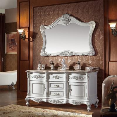 China CLASSIC 63 Inch Canada Style Bathroom Vanity Units, Double Sink Marble Stone Bathroom Vanity WTS1616 for sale