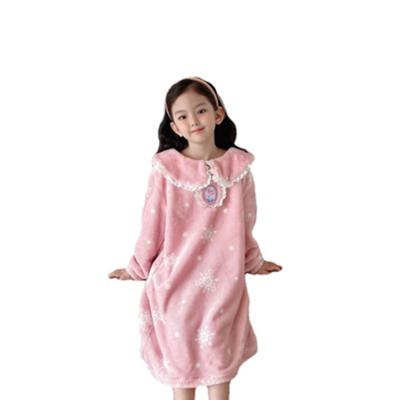 China 2021 Breathable China Manufacture Cute Girl's Comfortable Pink Flannel Nightgown for sale