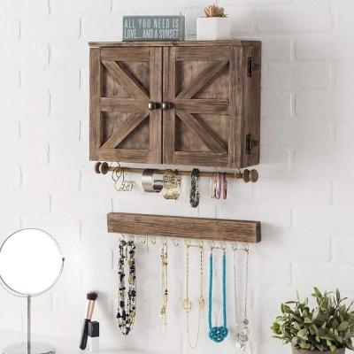 China Rustic Wall Mounted Jewelry Organizer with Barndoor Wood Decor. Jewelry stand 19MT-1902 for sale