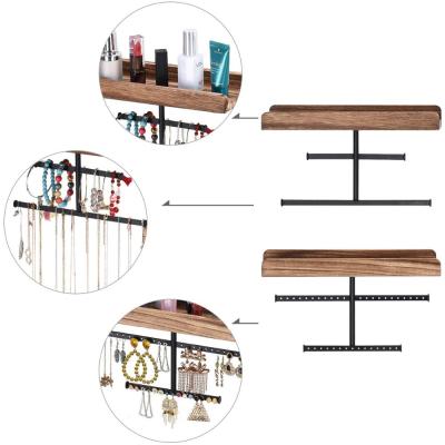 China Jewelry Organizer with Rustic Wooden Jewelry Holder Display for Earrings Ring Necklaces Bracelet Set of 2 19MT-1902 for sale