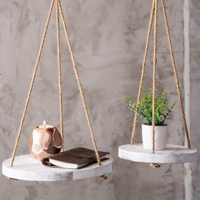 China Sustainable Round Bleached Factory Wood Hanging Shelves for sale