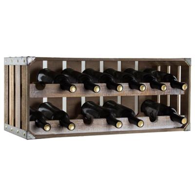 China Sustainable Wooden Crate 12 Bottle Wall Mounted Rustic Wine Drying Rack for sale