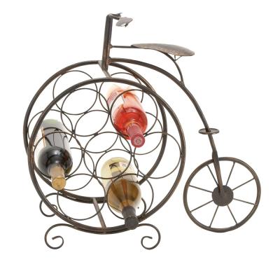 China 19 Inch Iron Penny Farthing Bicycle Seven-Bottle Wine Viable Rack, Brown for sale