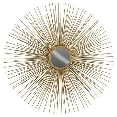 China Handcrafted Design Metallic Gold Large Round Sunburst Metal Wall Mirrors for sale