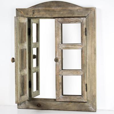 China Custom Handmade Rustic Vanity Window Shutter Window Wall Mirrors for sale