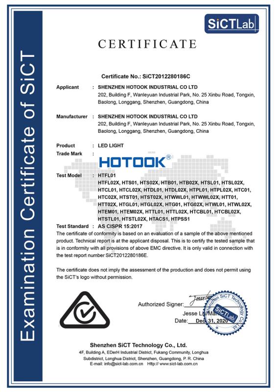 C-Tick - SHENZHEN HOTOOK INDUSTRIAL CO LTD