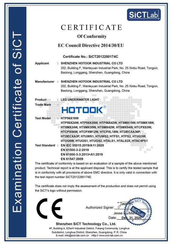 CE - SHENZHEN HOTOOK INDUSTRIAL CO LTD