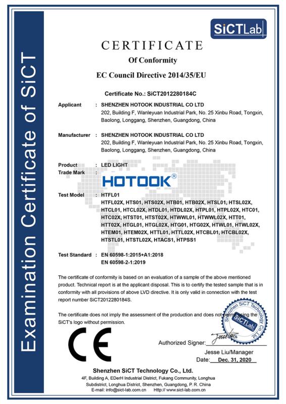 CE - SHENZHEN HOTOOK INDUSTRIAL CO LTD