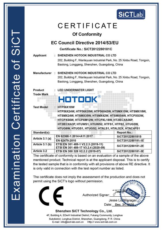 CE - SHENZHEN HOTOOK INDUSTRIAL CO LTD