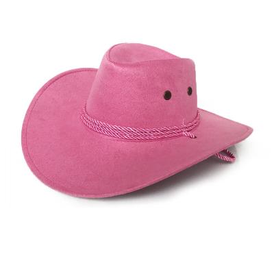 China Hot Sale Fashion Brown Sun Shield Felt Lady Breathable Party Sombrero Winter Autumn Pink Black Cowboy Hats For Sale for sale