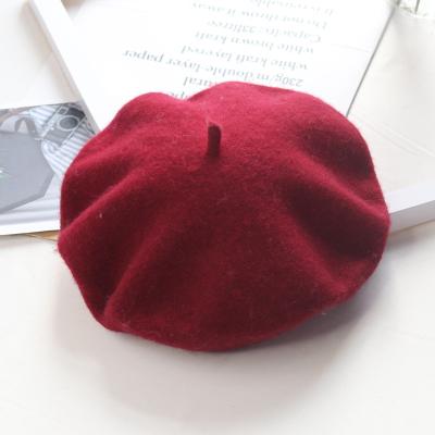 China Custom Embroidered Classic Beret Casual Premium Quality Plain Solid Logo Color Wool Design Beanie Hat For Women for sale