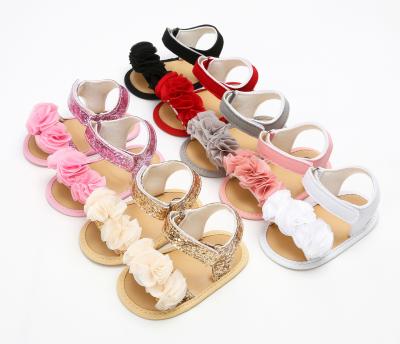 China 2021 Non-slip Baby Girls Sandals Sandalias De Bebe Breathable Solid Color Soft Toddlers Floral Flower Newborn Unique Breathable Summer for sale