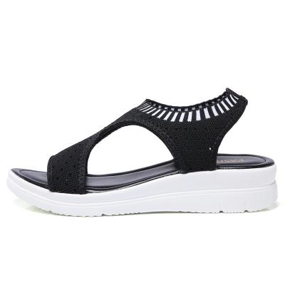 China Back Space Wholesale Customer Designs Wedge Solid Color Summer Breathable Elegant Ladies Heightened Weave Sandals And Slippers for sale